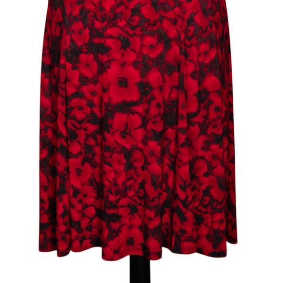 Chaps Ralph Lauren Women's Dress Red Floral Stretch V-Neck Fit Flare Sheath S - Picture 6 of 8